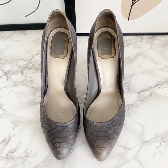 Christian Dior Miss Dior Snakeskin Grey Python Embossed Stiletto Pumps 40 / 10 - Picture 3 of 14